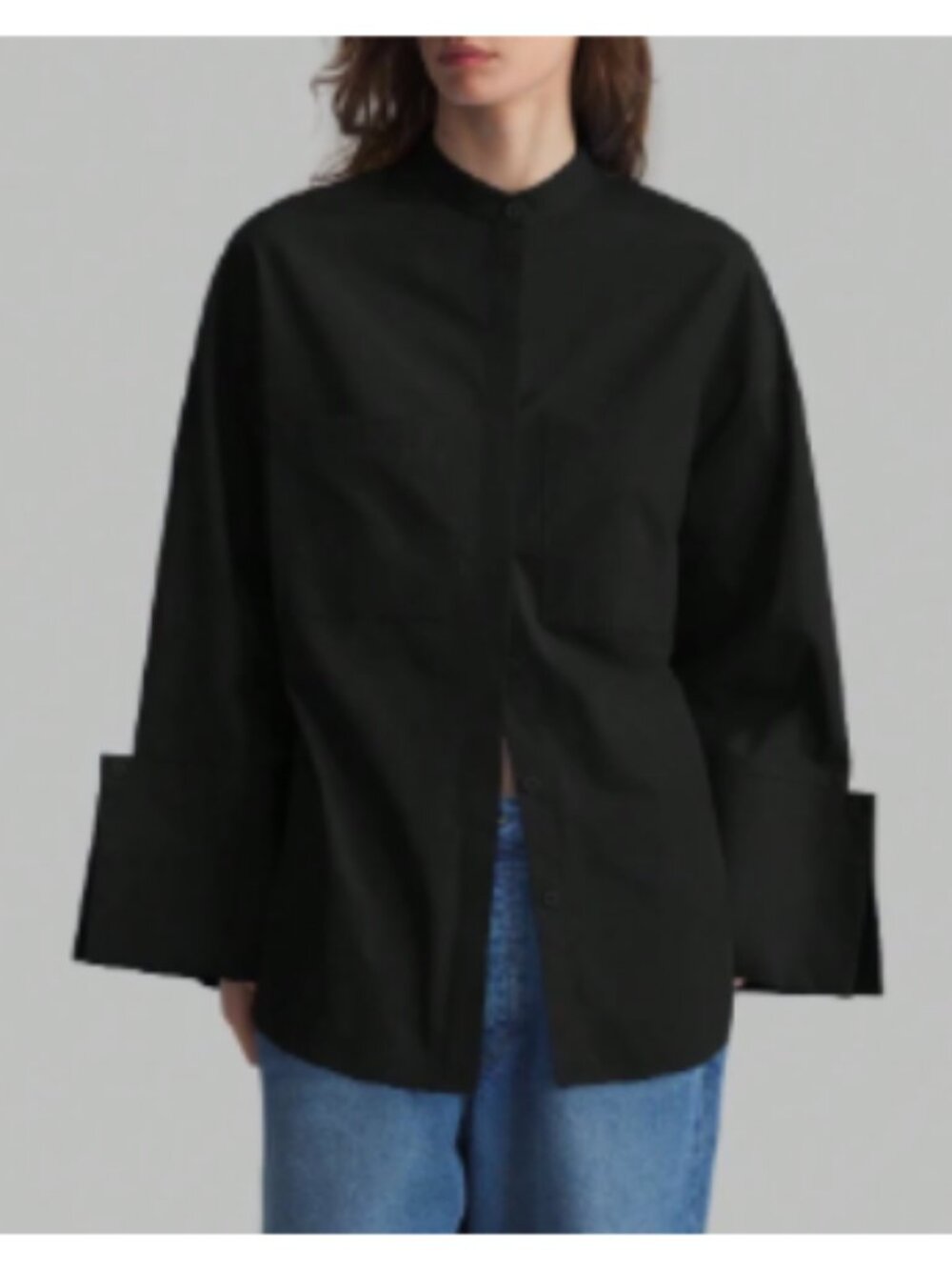 NWOT Black Cotton Mix OVersized Shirt Large